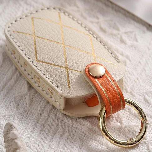 Premium Leather 7-Button Key Fob Cover Case for Genesis GV80 G80 2025, for Genesis GV60 G70 G90 2023 2024 2025 Remote Key Accessories (White) in Kuwait