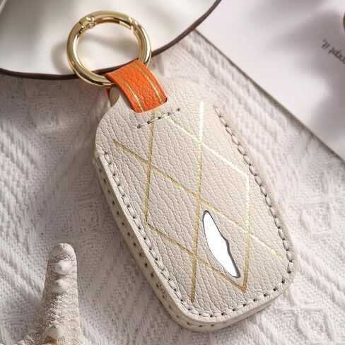 Premium Leather 7-Button Key Fob Cover Case for Genesis GV80 G80 2025, for Genesis GV60 G70 G90 2023 2024 2025 Remote Key Accessories (White) in Kuwait