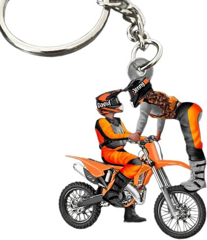 Custom Name Motocross Couple Keychain – Personalized Flat Acrylic Keychain for Motorcycle Couple, Perfect Valentine's Day Gift in Kuwait