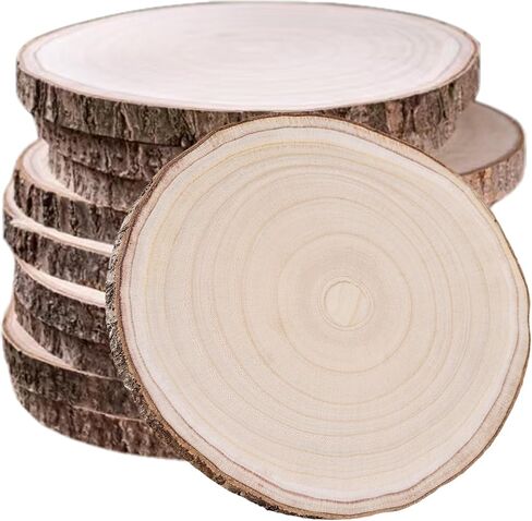 10 Pcs Natural Paulownia Wood Slices 7-8 Inches,Wood Slices for Centerpieces Table Decorations,Unfinished Rounds Wood for Crafts,Wood Slice for Rustic Wedding Decoration Projects in Saudi Arabia