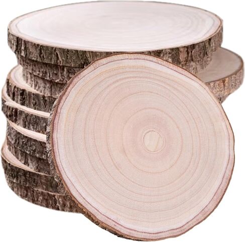 10 Pcs Natural Paulownia Wood Slices 7-8 Inches,Wood Slices for Centerpieces Table Decorations,Unfinished Rounds Wood for Crafts,Wood Slice for Rustic Wedding Decoration Projects in Saudi Arabia