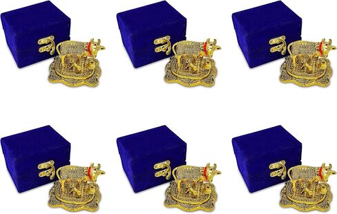 NOBILITY Pooja Items Diwali Gift Golden Small Kamdhenu Cow with Calf Metal Statue Decorative Item Showpiece for Home Office Decoration Wedding Return Gifts Pack of 6 in Saudi Arabia