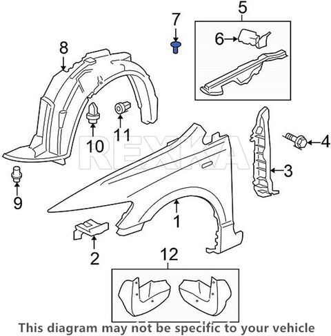Rexka 15PCS Fender Fender Cowl & Dash Retainer Clip لـ Honda Civic CR-V 91501-SNA-003 91501SNA003 in Saudi Arabia