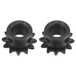 uxcell #25 Chain Roller Sprocket, 12mm Bore 1/4" Pitch 12 Tooth Single Strand Chain Sprocket, C45 Carbon Steel 25 Roller Chain Sprocket with Set Screws for ISO 04C Chain, 2Pcs