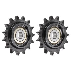 uxcell 2pcs DIN(ISO) 08B Roller Chain Idler Sprocket 10mm Bore, 1/2" Pitch, Hardened 15 Tooth Tensioner Sprocket, Insert Single Bearing (B Type)