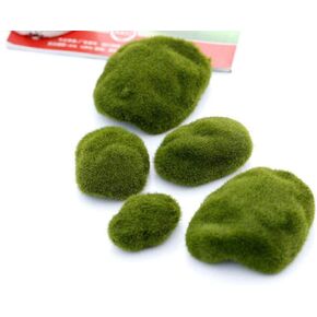 6 Pieces Assorted Sized Artificial Green Moss Green Rock Moss Ball Decorative Faux Stones for Fairy Gardens Terrariums Micro Landscape Decor and DIY Crafting