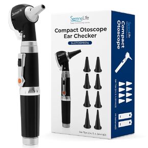 SereneLife SLOTOSPE014 2-in-1 Home Use Otoscope Kit, Adults & Pets, Black