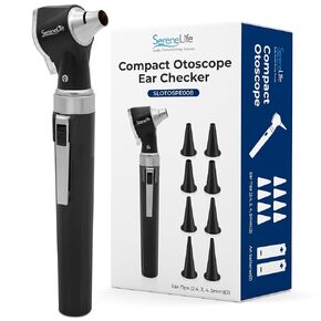 Serenelife Compact Otoscope Ear Checker - Fiber Optic Digital Bright LED Ear Light Design Battery Operated & 3x Magnification - Washable Speculum Tip for Pediatric Adult & Veterinary - SLOTOSPE008