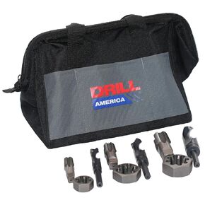Drill America Plumber's Tool Kit, Drill and Die Kit, 7-Piece Multi Tool Set with 3 NPT Tap and Drill Bits (1/2", 3/4", 1"), 3 NPT Hex Dies (1/2", 3/4", 1"), Heavy Duty Storage Bag Organizer, KMZPLUM12