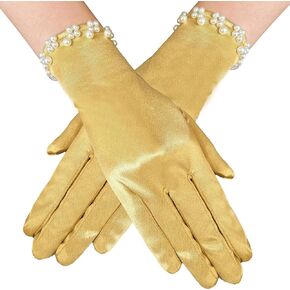Gionforsy Floral Lace Gloves for Bridal Elegant Short Lace Gloves Wrist Lace Gloves for Wedding Opera Dinner Party
