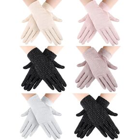 6 Pairs Women Summer UV Protection Gloves Touchscreen Driving Gloves Non-Slip Sun Protective Gloves