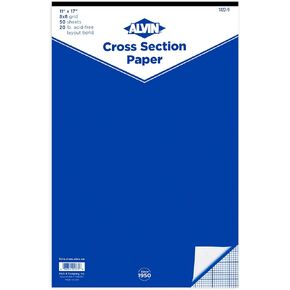 ALVIN 8x8 Grid Cross Section Paper Pad 11"x17" Model 1422-9 Acid-Free for Use with Pencil or Ink Laser Copier and Inkjet Compatible 50 Sheet Pad 11 x 17 Inch