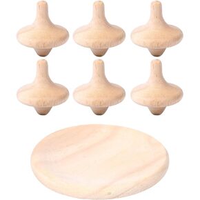 WODI Wooden Spinning Tops,6Pcs Unfinished Wood Tops with Base, Novelty Gyroscopes, Spinning Tops for Kids, Kindergarten Toys, Great Gift for Toddlers Girls Boys