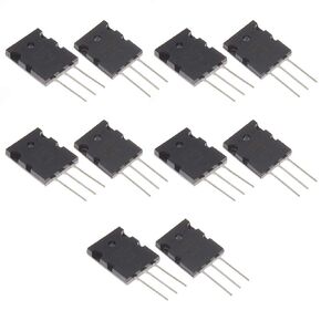10pcs(5pcs 2SA1943+5pcs 2SC5200) PNP NPN High Power Matched Audio Transistor Silicon Precision,3-Pin.