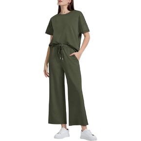 XIEERDUO Women's 2 Piece Outfits For Women Loose Pajamas Pullover Tops And Wide Leg Pants Lounge Sets Tracksuit Sweatsuit