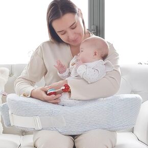 QSTEHEML Nursing Pillow Support for Mom and Baby Girl Boy, Large Essential Deluxe Nursing Pillow with Waterproof Lining Cover for Breastfeeding and Bottle Feeding, Memory Foam, Beige