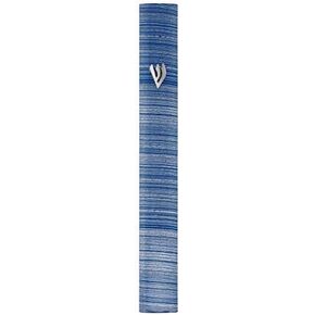 Aluminum Mezuzah Case with 3D Painted Shin Design Easy Peel and Stick Judaica Door Mezuza for Parchment Scroll (White Marble, 6 Inches)
