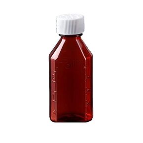 Pharmacy Oval Bottle Amber 2 oz with CR Caps Included (QTY. 100) - Prescription Pharmacy Bottle, Pharmacy Container, Prescription Plastic Container by Sponix