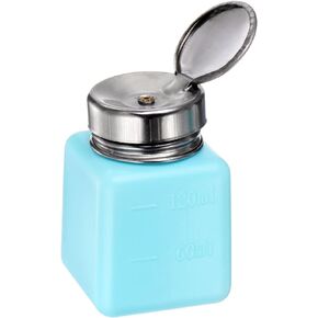Solvent Alcohol Dispenser 250ml(8.5oz) Push Down Liquid Dispenser Pump with Sealing Stainless Steel Lid for Acetone Cleanser Polish Remover, Pink