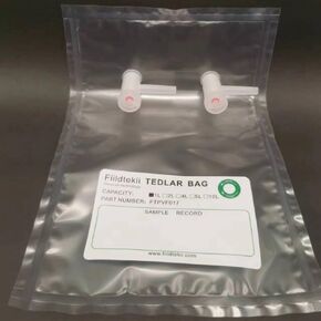 1L 6PCS Tedlar Sample Bag for Vapor, Air and Gas Analysis, PVF Film with Dual Polypropylene Fiiting Valves