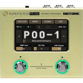 Hotone Ampero Mini MP-50 Guitar Bass Amp Modeling IR Cabinets Simulation Multi Language Multi-Effects with Expression Pedal Stereo OTG USB Audio Interface (MATCHA)