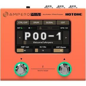 Hotone Ampero Mini MP-50 Guitar Bass Amp Modeling IR Cabinets محاكاة متعددة اللغات تأثيرات متعددة مع دواسة التعبير ستيريو OTG USB Audio Interface (MUSTARD)