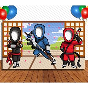 Ninja Hole in Face Cutout, 42 x 72 inch Photo Props, Banner Backdrop, Kids' Party Decoration