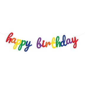 Rainbow Happy Birthday Banner, Rainbow Cursive Birthday Banner, No DIY, Cursive Birthday Banner, Colorful Rainbow Party Decorations