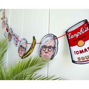 Modern-artist bunting, pop art decor, 60's garland, Andy the artist gift, pop art decoration, pop art ornament, 60s party decor, home decor