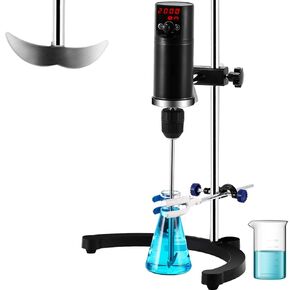 Electric Overhead Stirrer Max.40L LCD Digital Lab Mixer 10000mPa.s Time and Speed Adjustable Stirring Rod Included 100-2000RPM 120W