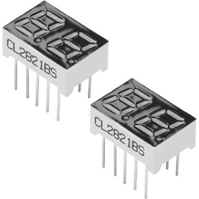 Othmro Common Cathode 10 Pin 2 Bit Seven Segment Display LED Display Digital Tube, 0.36in Display Screen 0.59 * 0.55 * 0.28inch Red LED Number Display Digital Tubes 5pcs