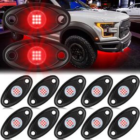 Macarrie 12 Pods Rock Lights LED Lights for Car SUV Underglow Lights مقاوم للماء نيون تريل تلاعب مصباح الإضاءة لشاحنة دراجة نارية قارب ATV UTV وأكثر (أبيض)