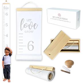 Growth Chart for Wall | Height Chart for Kids and Wooden Box | Growth Chart for Kids with Wooden Hook | Kids Height Wall Chart Great for Any Room | Kids Measuring Chart for Wall a Gift for Parents