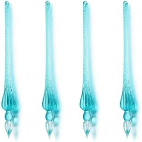 4Pcs Blue Peacock Blue Glass Dip Pen Vintage Glass Dip Dipping Pen Filling Ink Signature Calligraphy Fountain Pens Art Painting Writing Supplies, Drawing Media Drawing Media Drawing