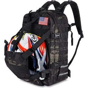 Motorcycle Helmet Backpack Bag, Helmet Backpack for Motorcycle Helmet Backpack for Men Helmet Storage Bag, Large Capacity Riding Backpack for Outdoor (Green Camo)