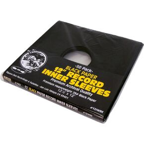 (50) Black Paper Super Heavyweight 12" Record Inner Sleeves with Center Hole - 12IWBK