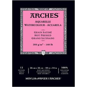 Arches 400014958 Watercolor Pad, Hot Press, 10" x 14"