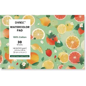 Watercolor Paper Pad, 30 Sheets, 5x7", 100% Cotton Paper, Glue Bound, 140LB/300GSM Cold Pressed Water Color Paper for Watercolor Drawing, Mixed Media, Art Journaling (5x7 Inch)