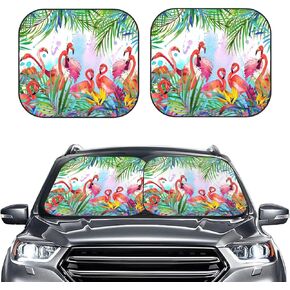 2 PCS Sunset Beach Tropical Palm Tree Sun Shade for Car Windshield Auto Front Window Sunshade Visor Shield Cover Small