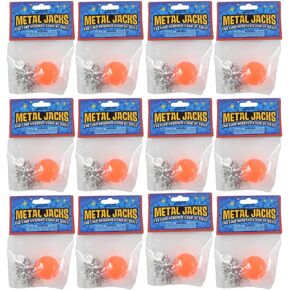12 Mini Metal Jacks Game Sets - Tiny Classic Game - Party Favors - Gift Bags - Goody Bags/Prizes/Rewards Box - Bulk 1 Dozen
