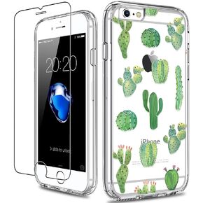 GiiKa iPhone 6 6s Case with Screen Protector, Not 6 Plus Clear Heavy Duty Protective Case Floral Girls Women Shockproof Hard PC Case with Slim TPU Bumper Cover Phone Case for iPhone 6s, Small Flowers