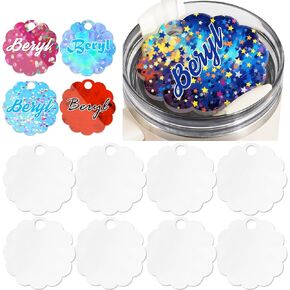 24 Pcs Sublimation Name Plate Blanks Acrylic, 3.2"x1.3" for Stanley 40 oz Tumbler H2.0, Sublimation Topper Personalized Name Tag for Customized Stanley Cup, Rectangle Round Hole (NOT 30/20 oz)