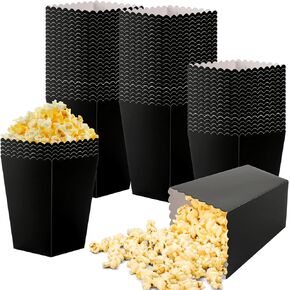 200 Pcs Mini Popcorn Boxes Black Popcorn Bags Cardboard Popcorn Cops for Party Disposable Snack Candy Popcorn Containers for Christmas Movie Nights Birthday Wedding