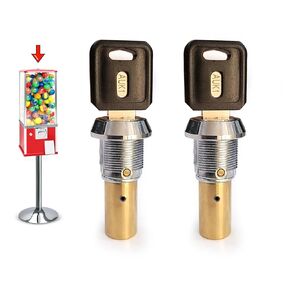 Gumball Machine Lock and Key - Top Lid Lock & Key for Imported Gumball Vending Machine, 2 inch Capsule Machine TV125 & Candy Machines - Replacement Part - D. M6-1.0 mm Thread (2pc - Flat Key Auk 1)