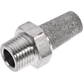 uxcell Exhaust Muffler PT 1/4 Male Thread Sintered Stainless Steel Breather Pneumatic Air Muffler