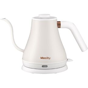 Mecity Electric Kettle Stainless Steel Gooseneck Water Kettle Water Boiler for Pour Over Coffee Fast Heating, Auto Shut Off, 27 fl oz, 1000W, Milk White