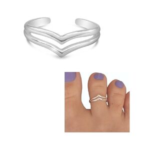 925 Sterling Silver Triple Band Toe Ring/Knuckle Ring | Small Adjustable Elegant Dainty Ring Handmade by MiYa Jewelry Creations
