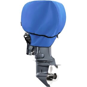 غطاء محرك خارجي مقاوم للماء 600D مقاوم للبهتان غطاء محرك القارب يناسب المحرك 25-50 حصان، رمادي