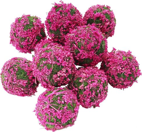 Moss Decorative Ball Colorful Natural Moss Ball 2.4"-Set of 12 (Pink 2.4") in Saudi Arabia