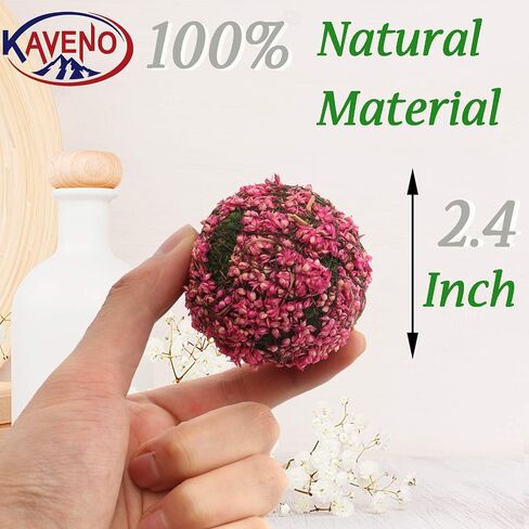 Moss Decorative Ball Colorful Natural Moss Ball 2.4"-Set of 12 (Pink 2.4") in Saudi Arabia